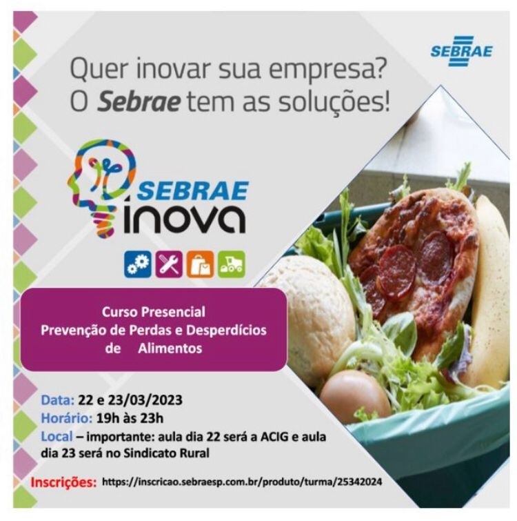 Continuam inscrições para o curso Prevenção de Perdas e Desperdícios