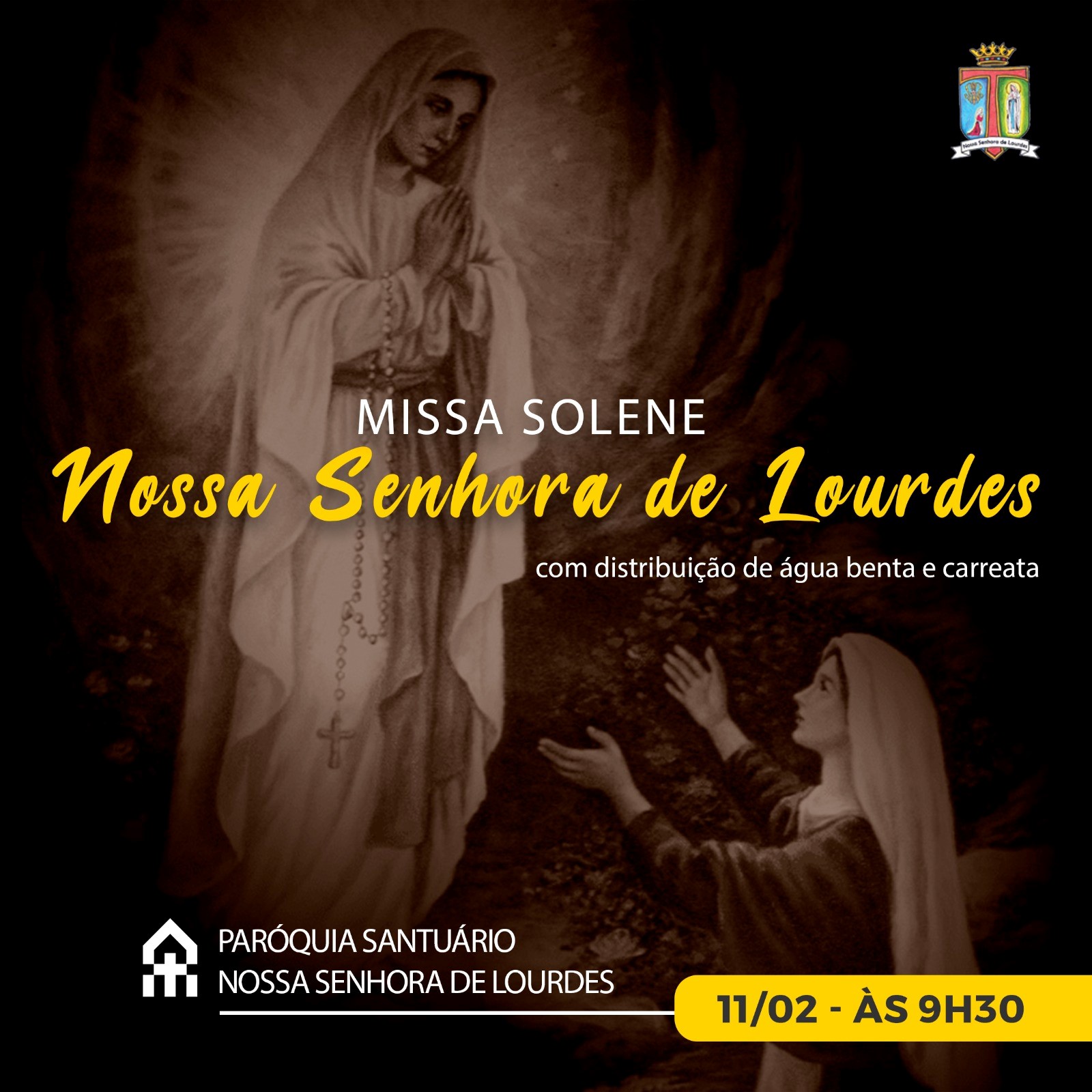 Dia de Nossa Senhora de Lourdes paróquia garcense realizará missa