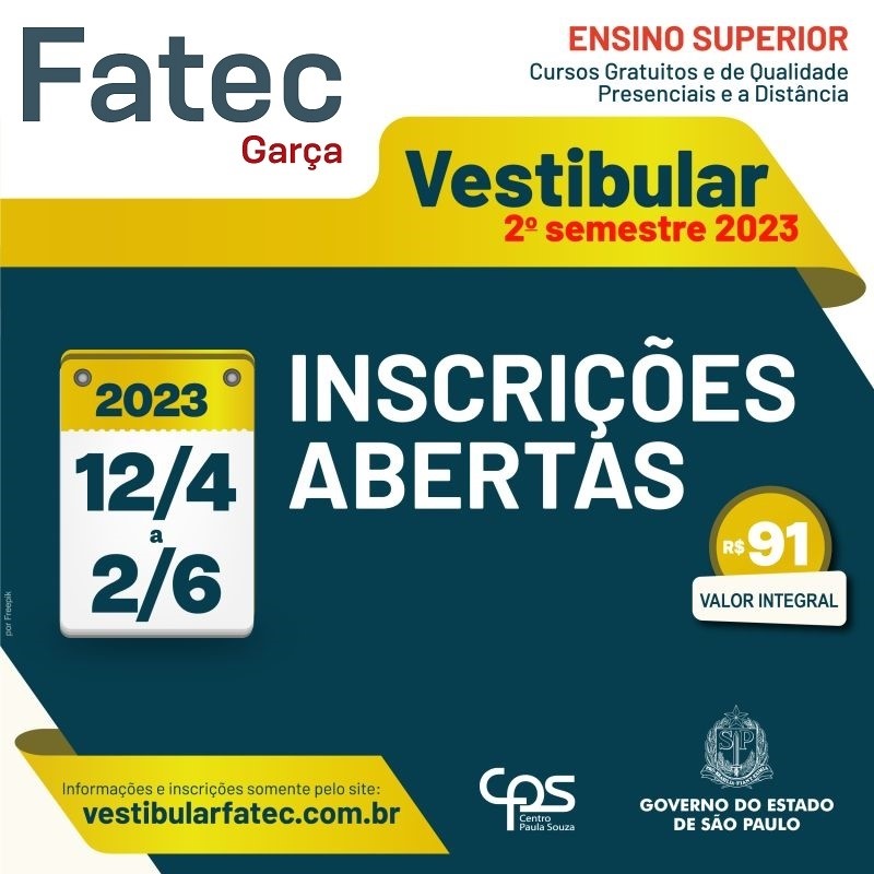 Inscrições Para Vestibular Fatec Prosseguem Até 2 De Junho: Em Garça ...