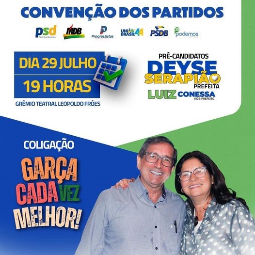     Pré-candidatos Deyse e Luiz Conessa realizam convenção dos partidos na segunda-feira