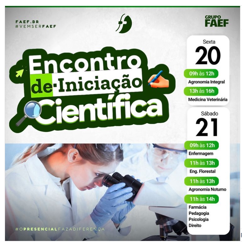  FAEF prepara para o “Encontro de Iniciação Científica BIC/PIC”  que acontece neste mês 