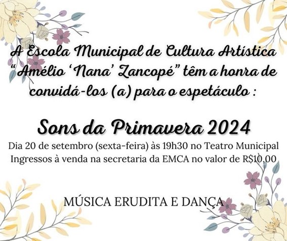 EMCA realiza “Sons da Primavera” no próximo dia 20