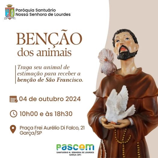 Paróquia realiza hoje benção dos animais em Garça