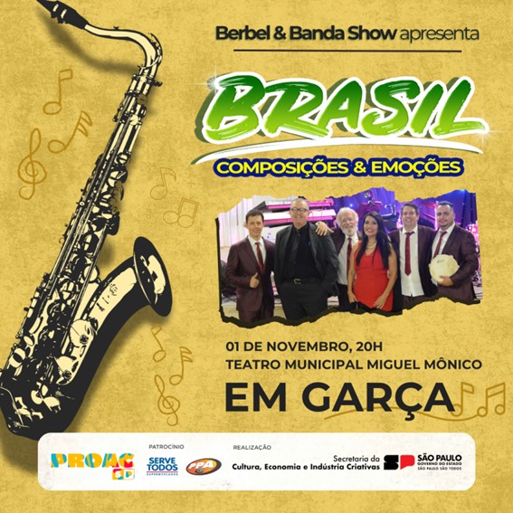  Berbel & Banda Show se apresenta no Teatro Municipal sexta-feira, dia 1