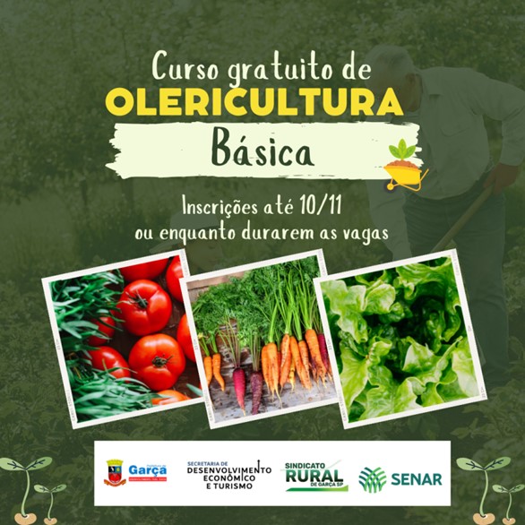 Inscrições abertas para curso “Olericultura Básica - manejo alternativo de pragas e doenças”