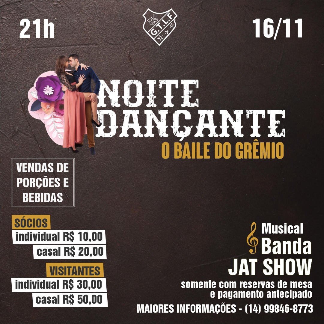  Grêmio anuncia Noite Dançante com jantar para o próximo dia 16