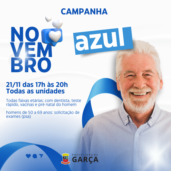 Novembro Azul: no mês de conscientização e cuidados com a saúde do homem, unidades em Garça realizarão ações no dia 21