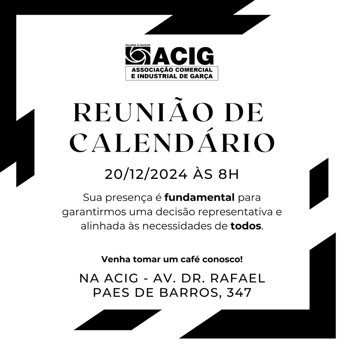 ACIG discute, amanhã, calendário 2025: todos os associados são convidados a participar