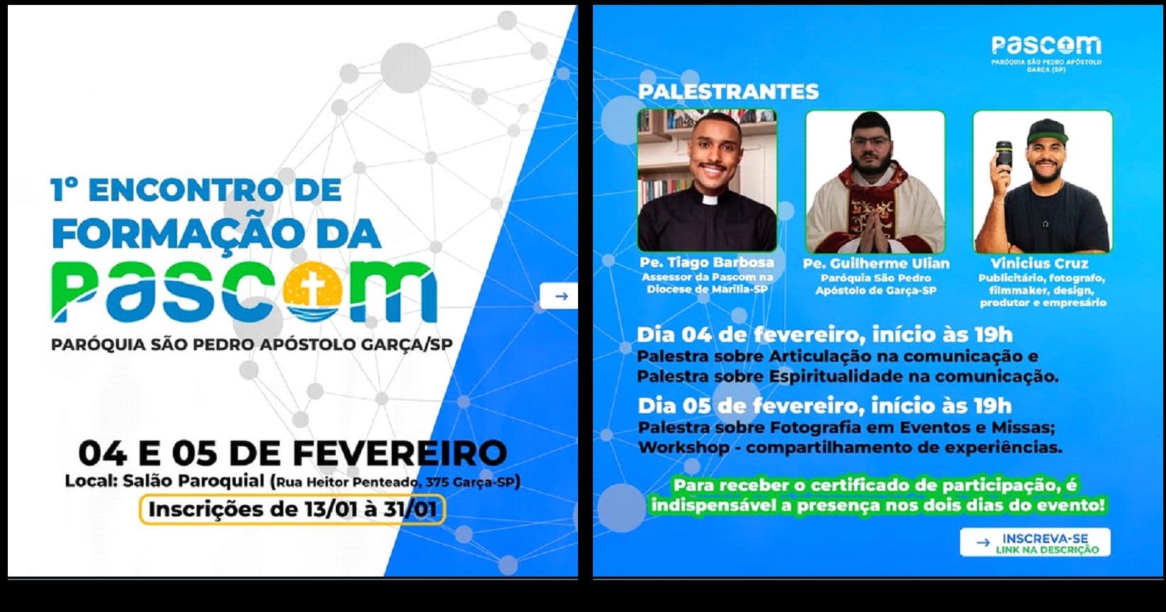  Paróquia de São Pedro Apóstolo realiza o 1º Encontro de Formação da PASCOM, em fevereiro